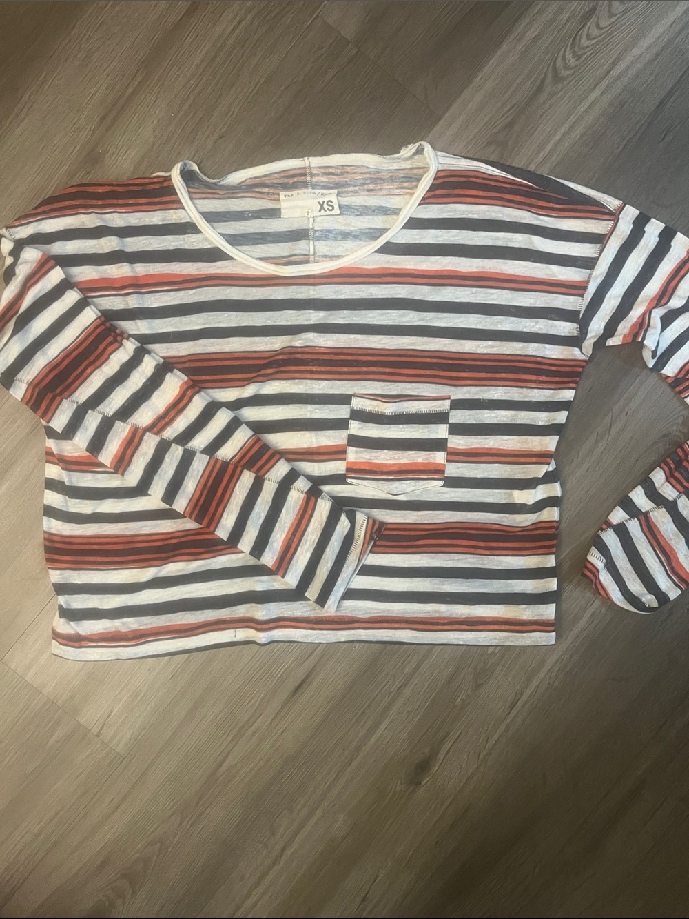 Rag and Bone striped crop top layered cream with orange blue slouchy grunge